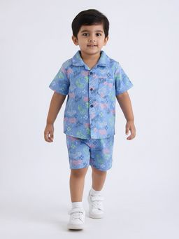 Hopscotch - Blue 2-Pc Game Sinker Cotton Short Set