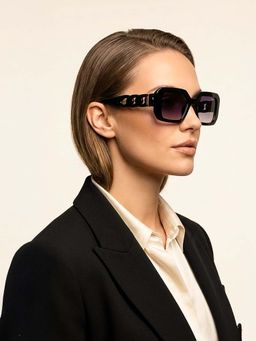 Guess - Women UV Protected Full Rim Grey Lens Rectangle Sunglasses (54)