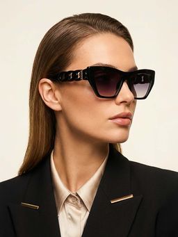 Guess - Women UV Protected Full Rim Grey Lens Cat Eye Sunglasses (54)