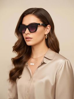 Guess - Women UV Protected Full Rim Grey Lens Rectangle Sunglasses (53)