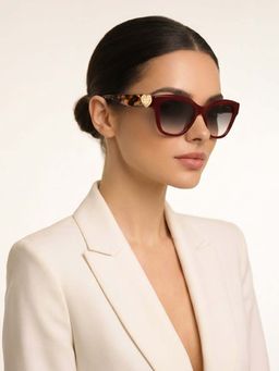 Guess - Women UV Protected Full Rim Grey Lens Butterfly Sunglasses (53)