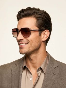 Guess - Men UV Protected Full Rim Brown Lens Square Sunglasses (58)