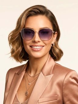 Guess - Women UV Protected Full Rim Grey Lens Butterfly Sunglasses (57)
