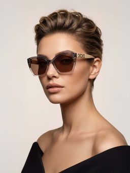 Guess - Women UV Protected Full Rim Brown Lens Butterfly Sunglasses (55)