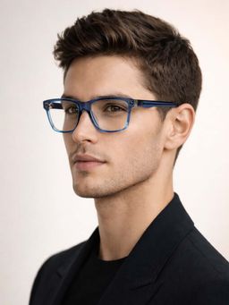 Guess - Eyewear for Men with Shiny Crystal Blue Acetate Frame (56)