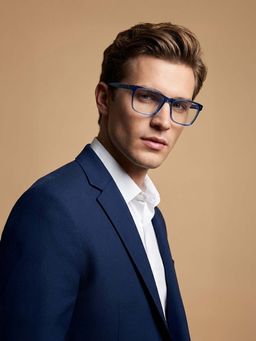 Guess - Eyewear for Men with Shiny Transparent Dark Blue Acetate Frame (53)