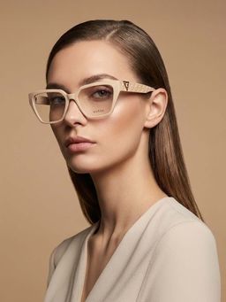 Guess - Eyewear for Women with Shiny Light Beige Acetate Frame (52)