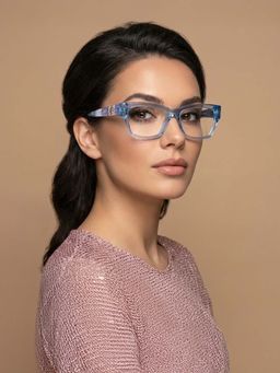 Guess - Eyewear for Women with Shiny Crystal Blue Acetate Frame (53)