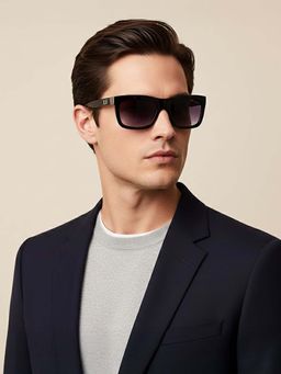 Guess - Men Full UV Protected PC Full Rim Rectangle Grey Lens Sunglasses (55)