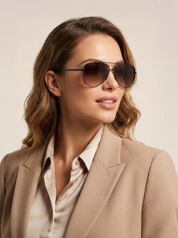 Guess - Grey Uv Protection Aviator Women Sunglasses (Gus001935801Bsg) (58)