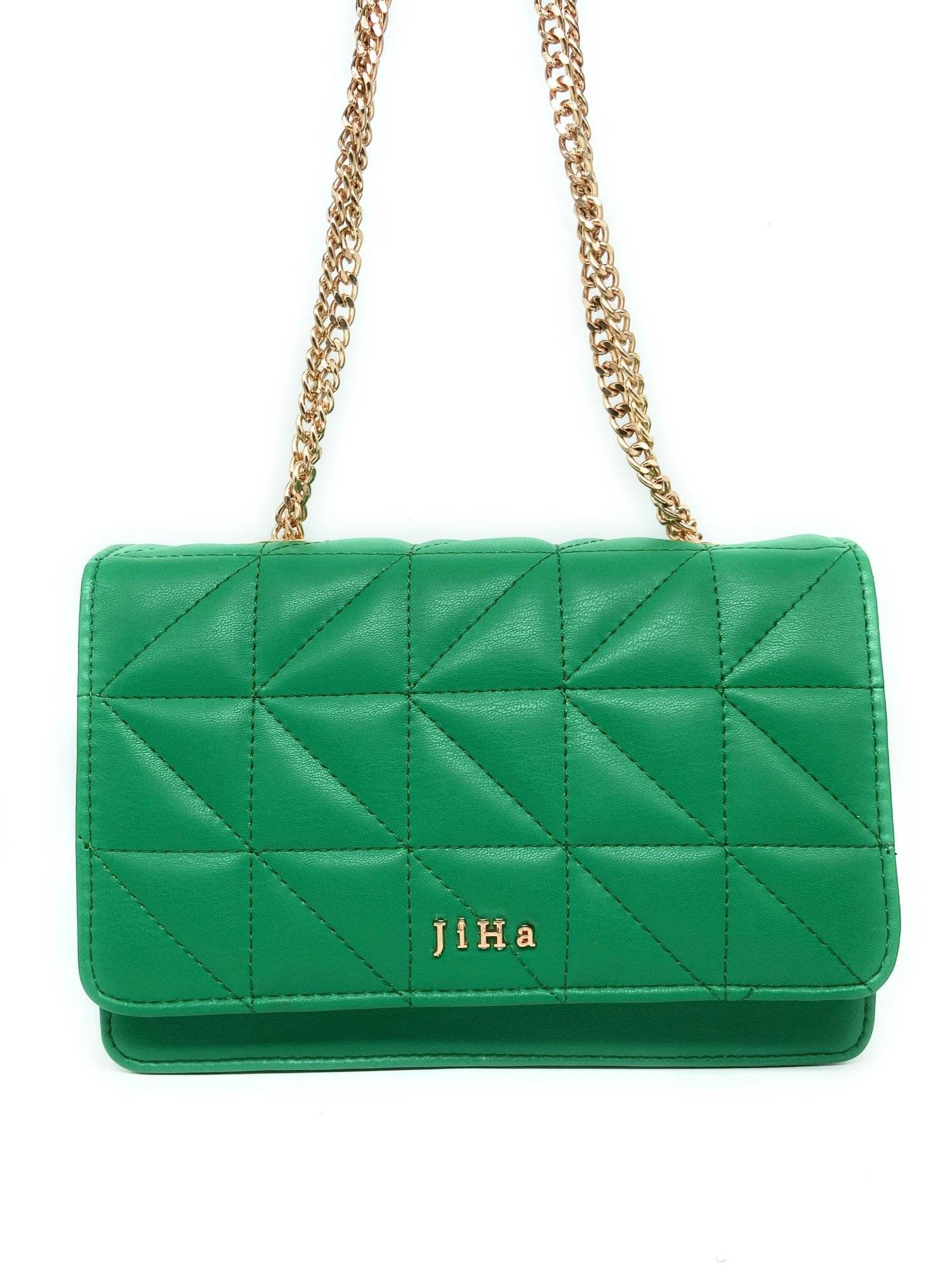 Green Quilted Double Chain Shoulder and Sling Bag