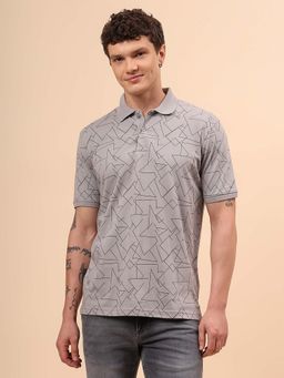 Cantabil - Men Grey Regular Fit Polo T-Shirt