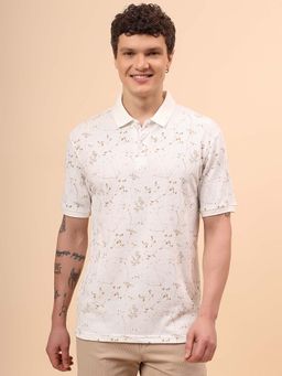 Cantabil - Men Off White Regular Fit Polo T-Shirt