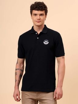 Cantabil - Men Navy Blue Regular Fit Polo T-Shirt