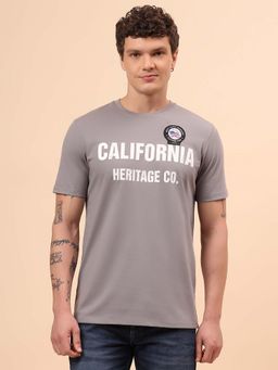 Cantabil - Men Grey Regular Fit Printed T-Shirt
