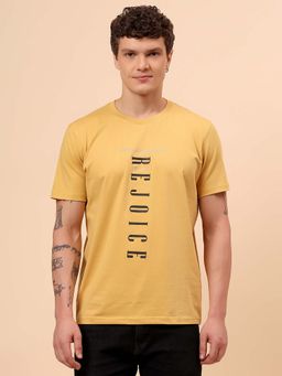 Cantabil - Men Yellow Regular Fit Printed T-Shirt