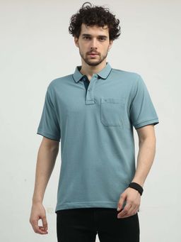 Classic Polo - Men Lagoon Blue Authentic Fit Solid Polo T-Shirt
