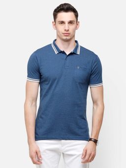 Classic Polo - Men Indigo Slim Fit Solid T-Shirt