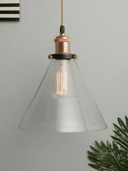 Homesake - Industrial Glass Cone Pendant Light Rose Gold
