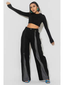 FREAKINS - Black Front Zip Straight Pants