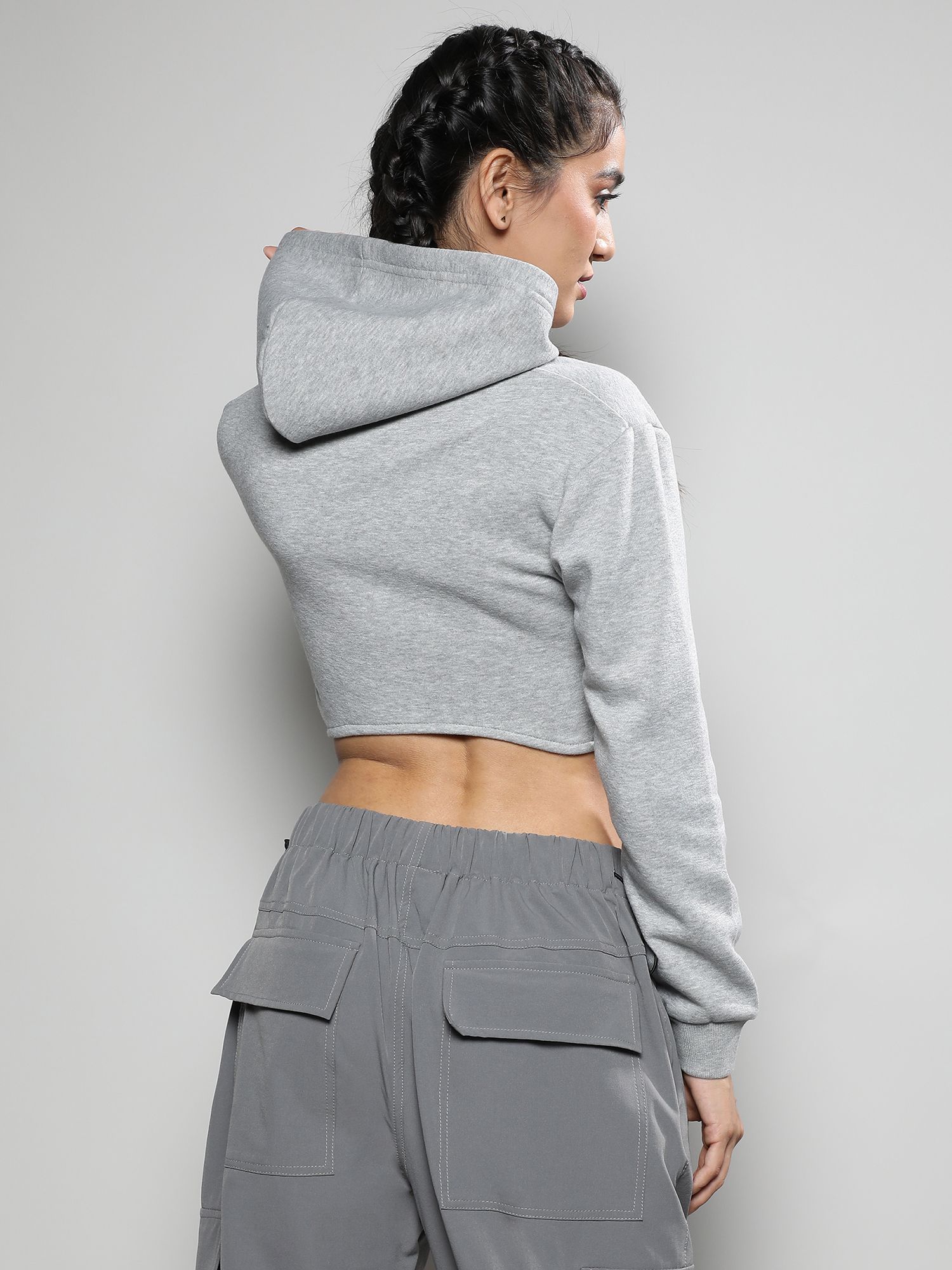 Buy PINACOLADA Womens Light Grey Cropped Corset Hoodie Online