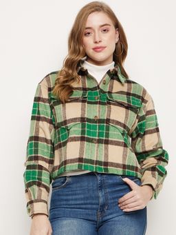 Madame - Green Plaid Crop Jacket