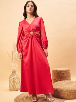 Magre - Red Satin Maxi Dress