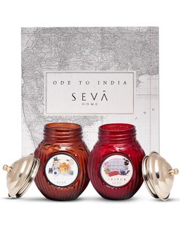 SEVA HOME - Ode To India Essence of Amritsar and Jaipur Scented Candles Gift Set-2 PCs