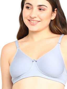 BLOSSOM - Womens Seamless Double Layered Non Padded Bra With Removable Strap Grey