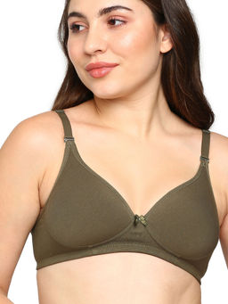 BLOSSOM - Womens Cotton Soft Bra With Light Padded Cups With Adjustable Straps Green