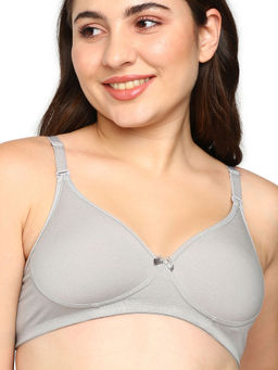 BLOSSOM - Womens Cotton Soft Bra With Light Padded Cups With Adjustable Straps Grey