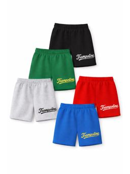 Trampoline - Boys Cotton Blend Multi-Color Logo Printed Shorts (Pack of 5)