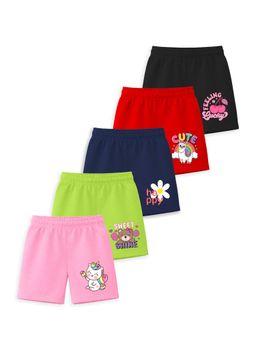 Trampoline - Girls Multi-Color Cherry and Cute Cartoon Designs Shorts (Pack of 5)