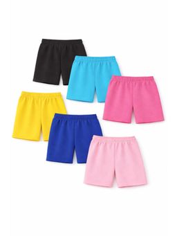 Trampoline - Girls Cotton Blend Multi-Color Solid Shorts (Pack of 6)