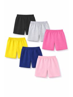 Trampoline - Girls Cotton Blend Multi-Color Solid Shorts (Pack of 6)