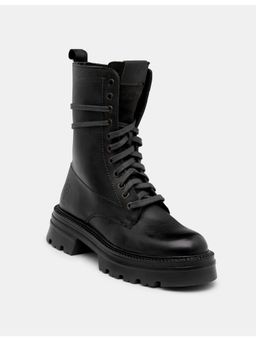 U.S. POLO ASSN. - Womens Virelle Black Round Toe Lace Ups Combat Boots