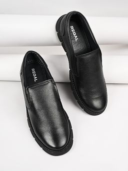 REGAL - Black Mens Casual Leather Light Weight Slip On Loafers