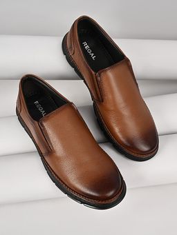 REGAL - Tan Mens Casual Leather Light Weight Slip On Loafers