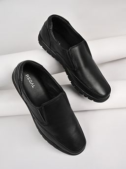 REGAL - Black Mens Comfort Leather Slip On Loafers
