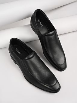 REGAL - Black Mens Formal Workwear Leather Slip On Loafers