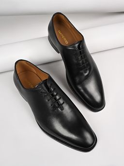 Imperio - By Regal Black Mens Classic Leather Formal Lace Up Oxfords