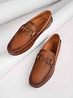 Imperio - By Regal Tan Mens Smart Leather Buckled Loafers