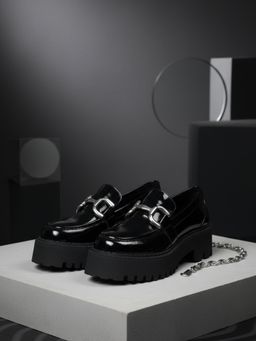 EZOK - Womens Black Leather Casual Loafers