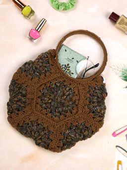 Magic Needles - Cute Handmade Hexagon Handbag - Brown