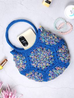 Magic Needles - Cute Handmade Hexagon Handbag - Blue