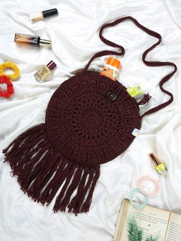 Magic Needles - Handmade Boho Cotton Sling Bag - Brown