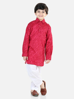 BownBee - Printed Cotton Full Sleeve Pathani Salwar for Boys Pink (Set of 2)