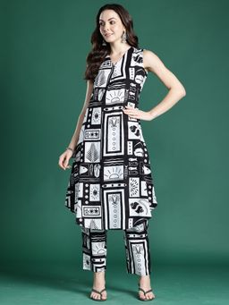 Indo Era - Black Pure Cotton Sleeveless Co-Ord Set