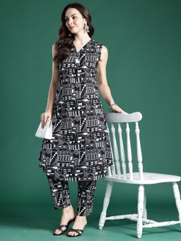 Indo Era - Black Pure Cotton Sleeveless Co-Ord Set