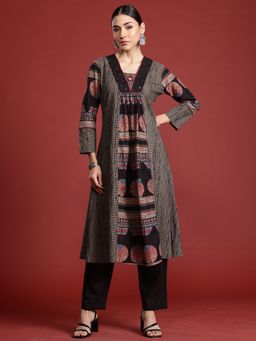 Indo Era - Multi-Color Pure Cotton Full Sleeves Kurta With Pant